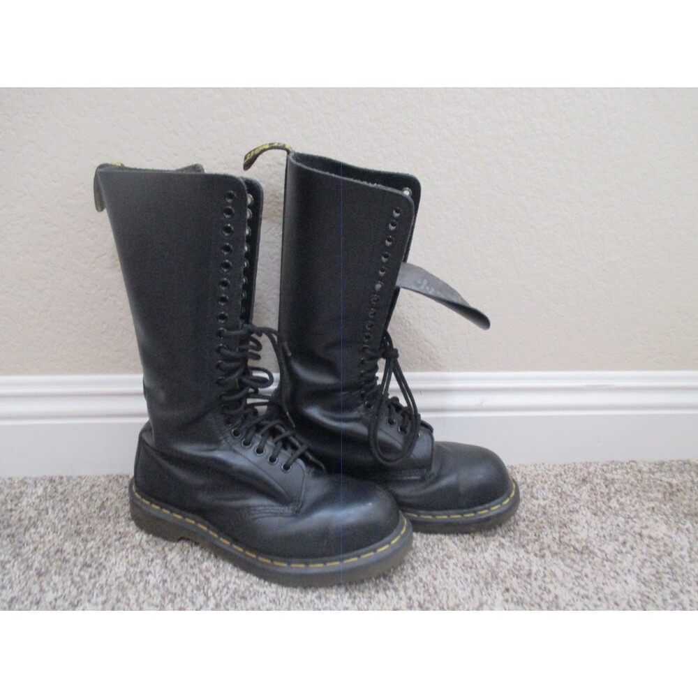 Doc Martens W Sz 7 Black Leather Knee High Combat Boots 20 Eyelets 7 Beautiful!